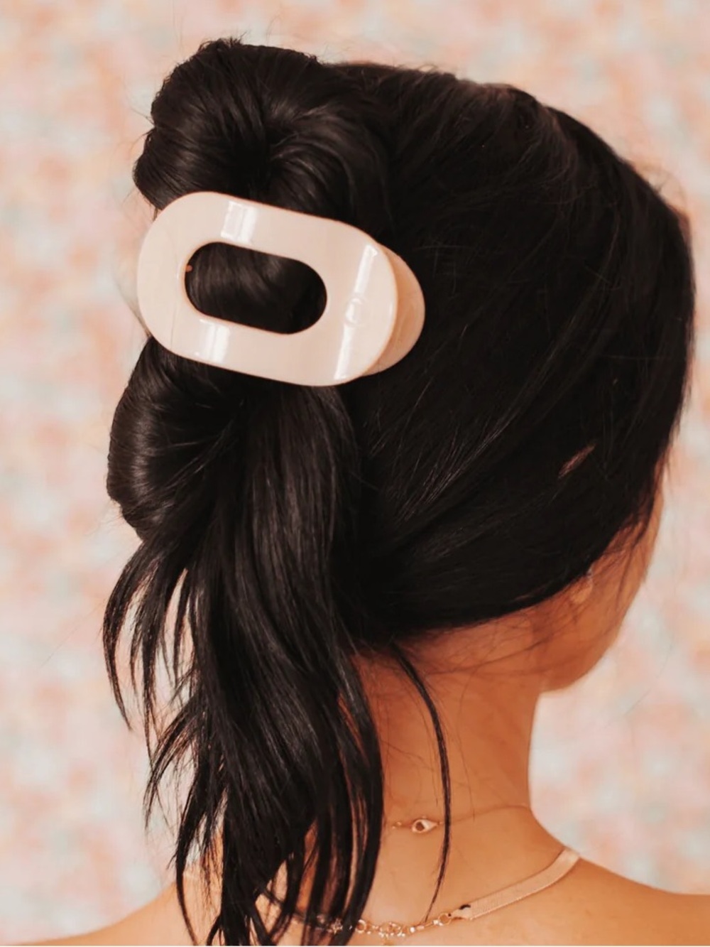 Almond Beige Medium Flat Round Hair Clip